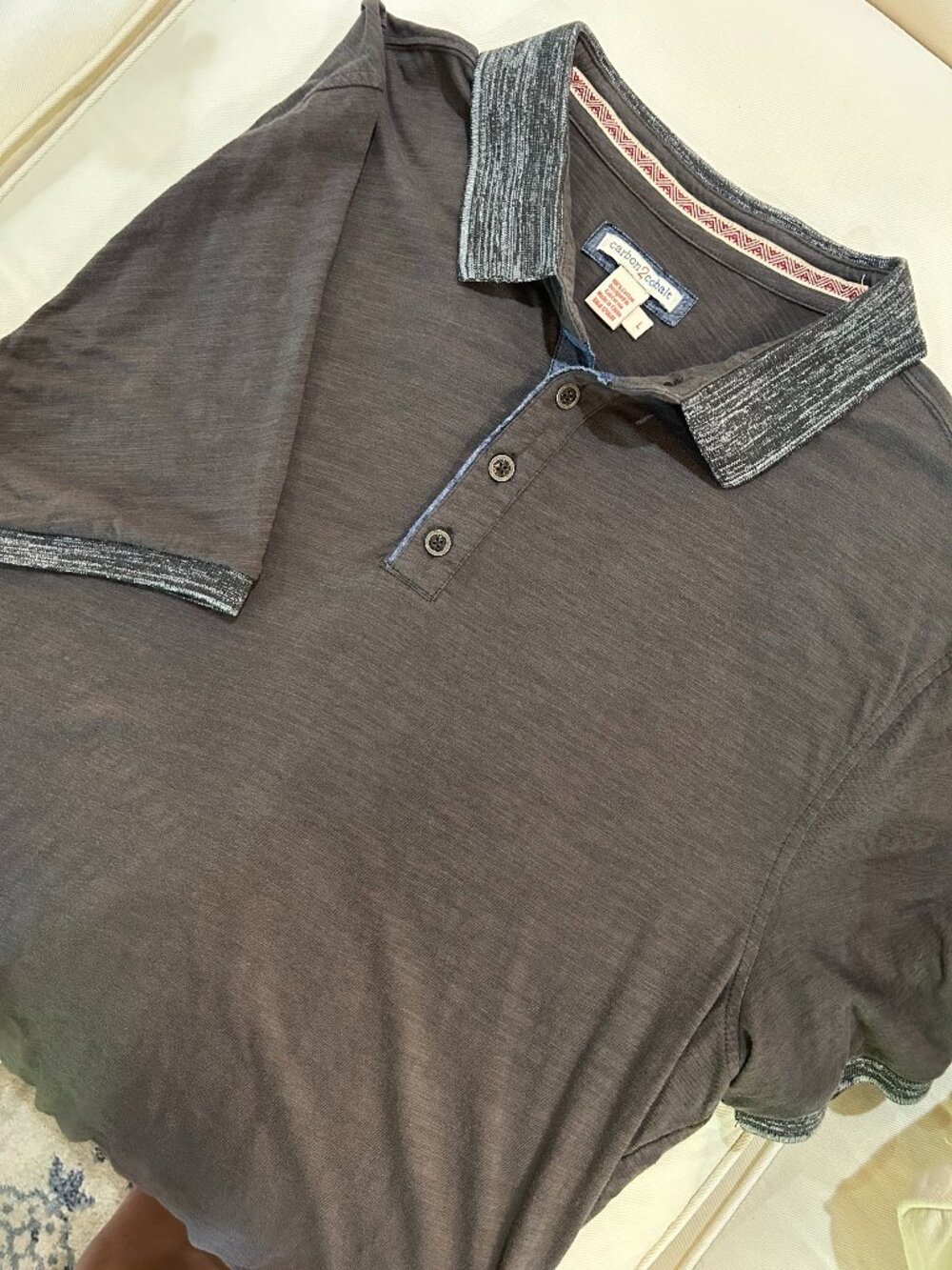 carbon2cobalt 100% cotton Grey Polo Shirt Size L